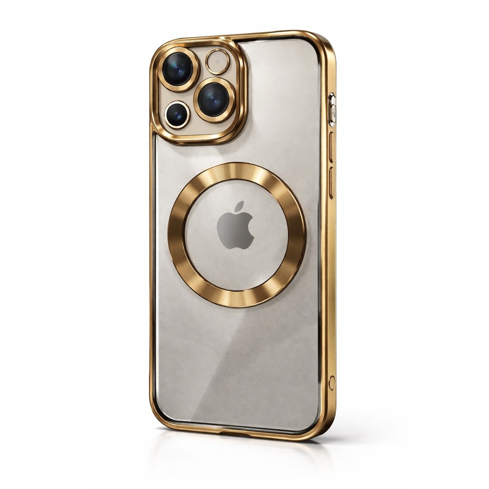 iPhone 15 Plus Clear Protective Case‎ Gold Metallic Trim NEW